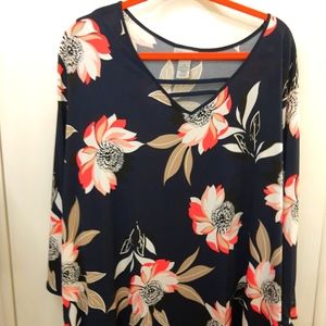 Catherines Navy Floral Top